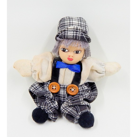 Mini Doll Boy Porcelain Bisque Head Cloth Sand Filled Body Handmade 5 Inch - Picture 7 of 7